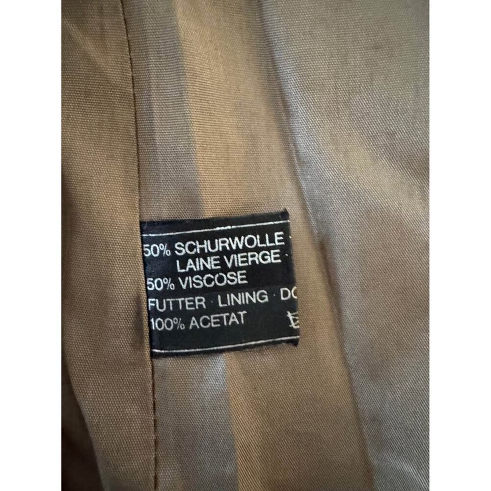 Vintage Women’s Large Green Gray Wool Tweed Trench Utility Coat - Picture 9 of 10